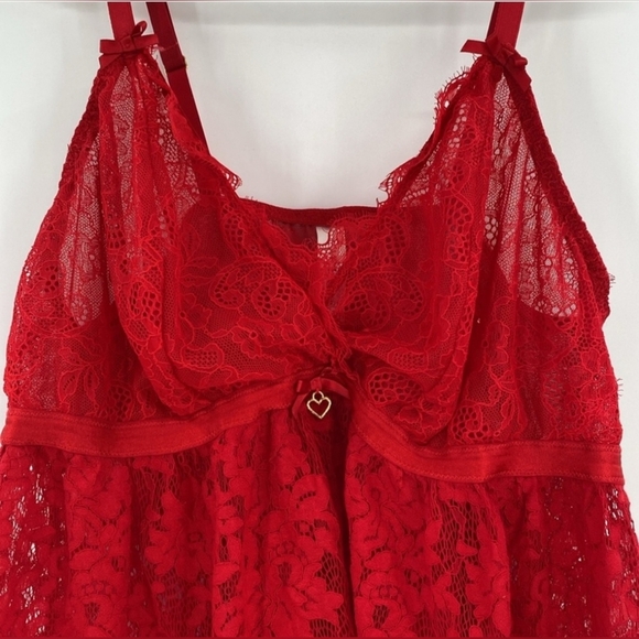 CACIQUE Lace Night Gown Red Sexy Dress Size 18/20 - Picture 2 of 9
